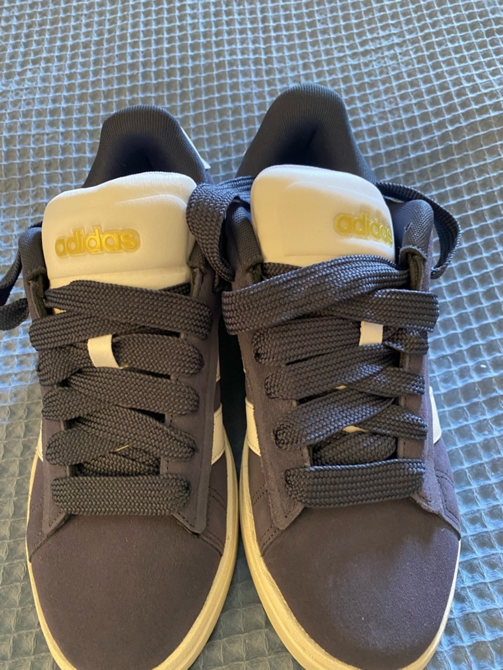 adidas Blue  Low-Top Sneakers with White Tongue and Yellow Logo